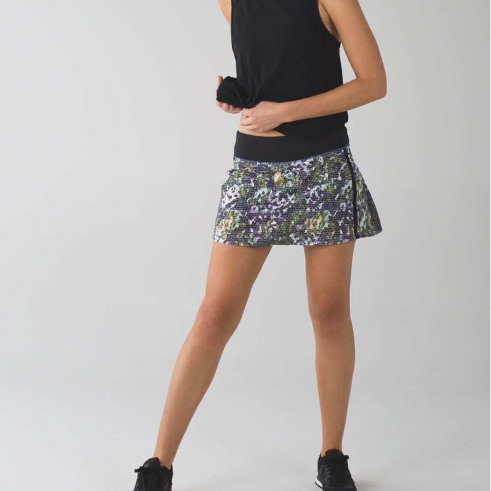 Lululemon Pace Rival Skirt Floral Sport White Multi Size 8